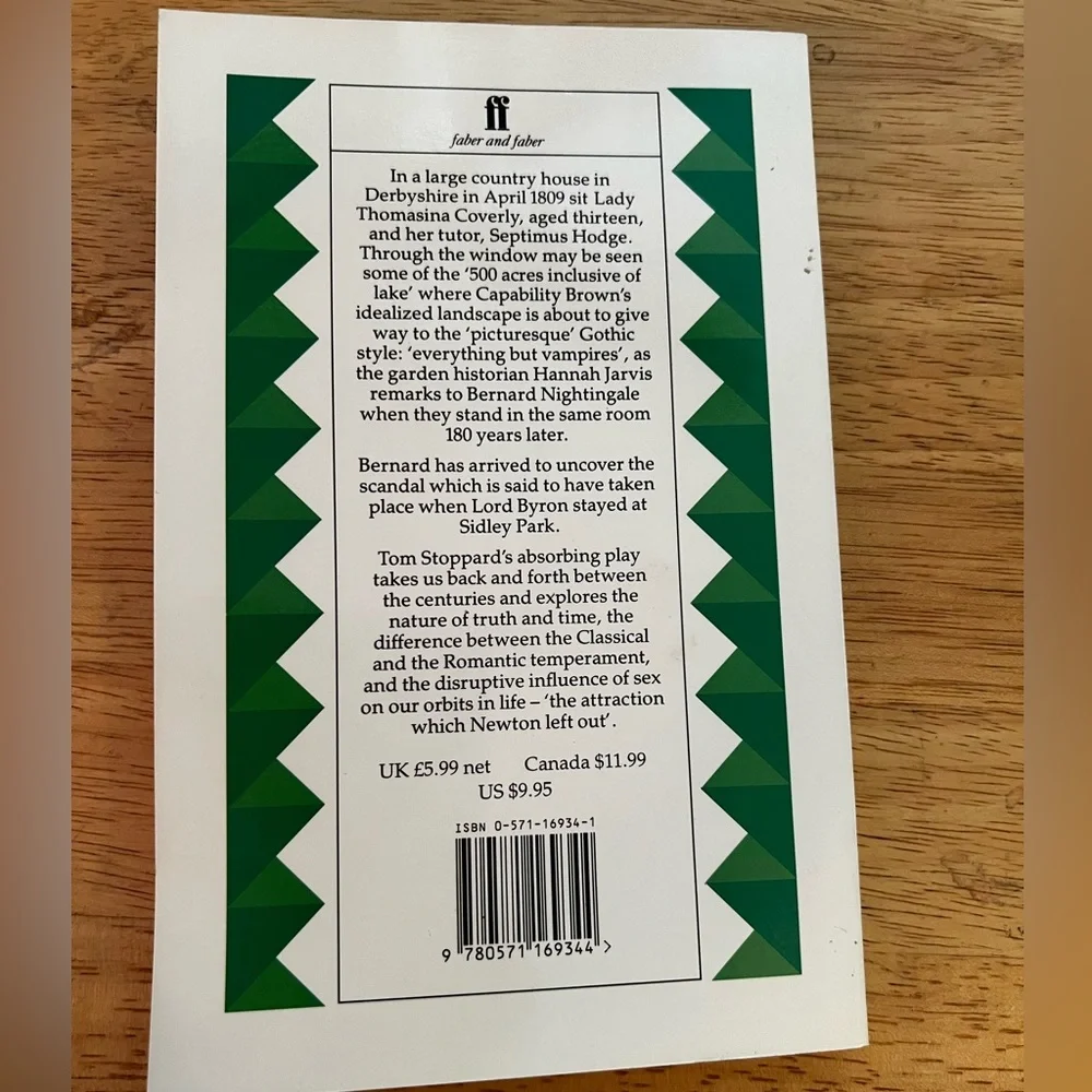 3 for $15: Tom Stoppard’s Arcadia Paperback - Picture 2 of 7